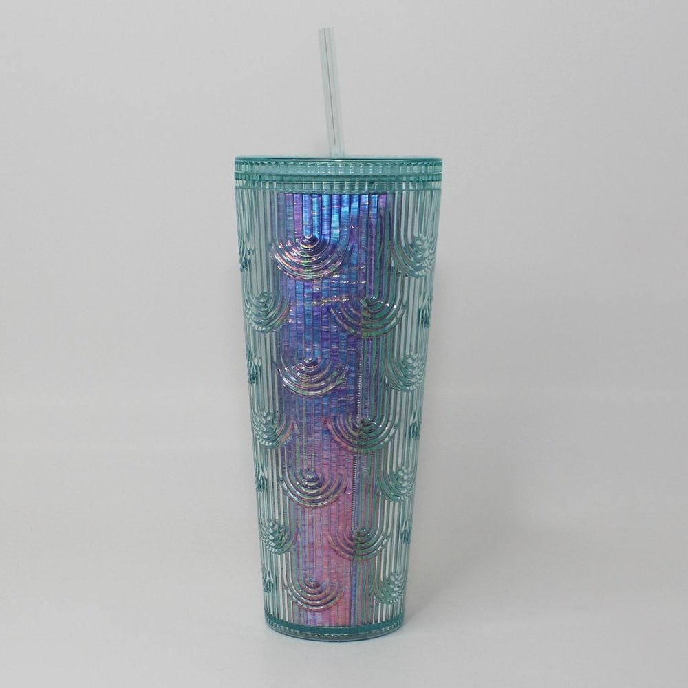 Starbucks Scaled Tumbler Iridescent Mermaid Cold Cup Straw Venti Spring 2022